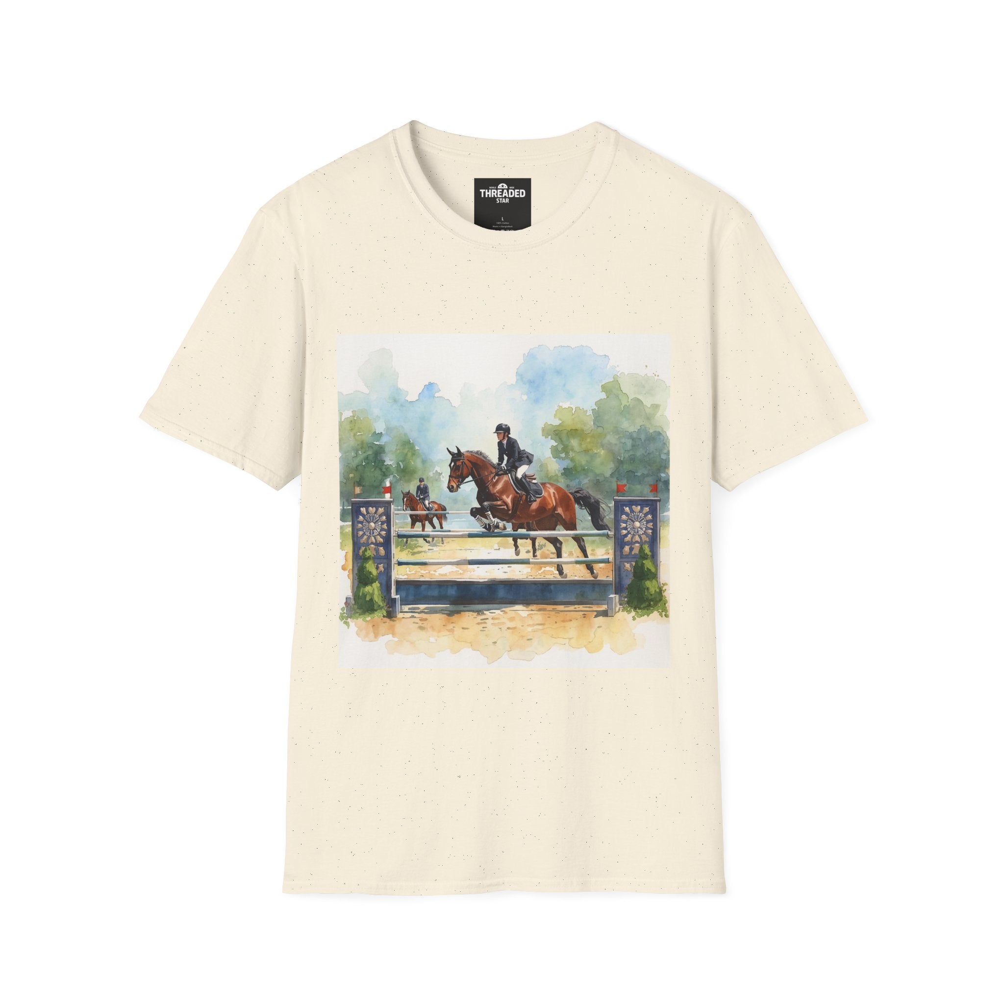 Equestrian Show Jumping Watercolor T-Shirt — Horse Rider Art Tee