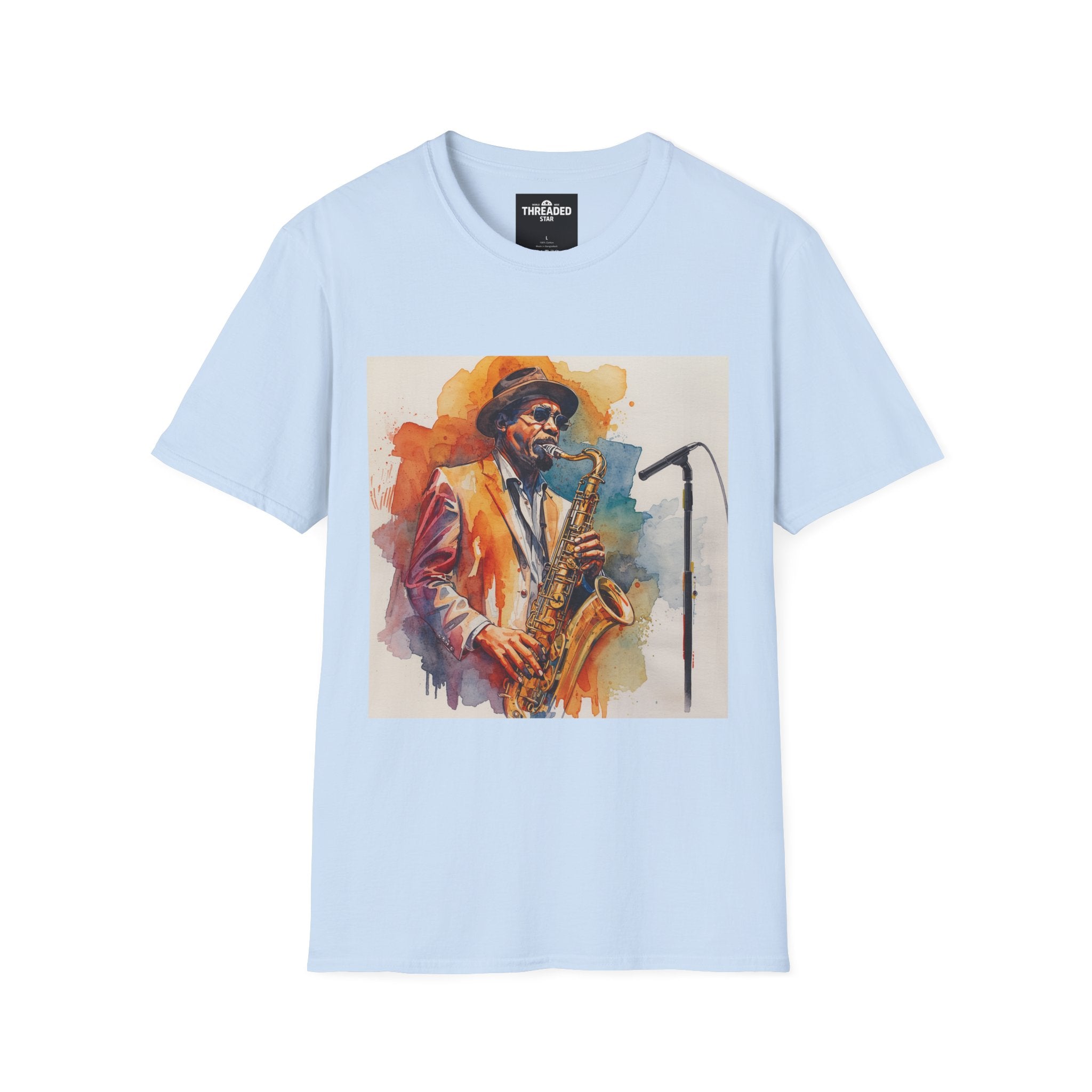 Saxophone Jazz Musician Art T-Shirt — Watercolor Sax Player Graphic Tee