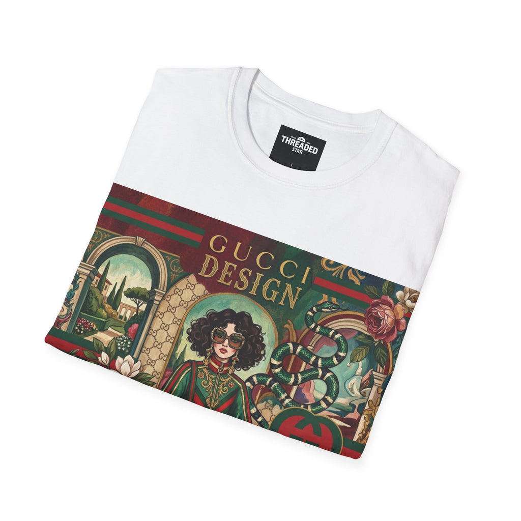 Designer Vintage-Inspired T-Shirt — 'Gucci Design' Floral Graphic