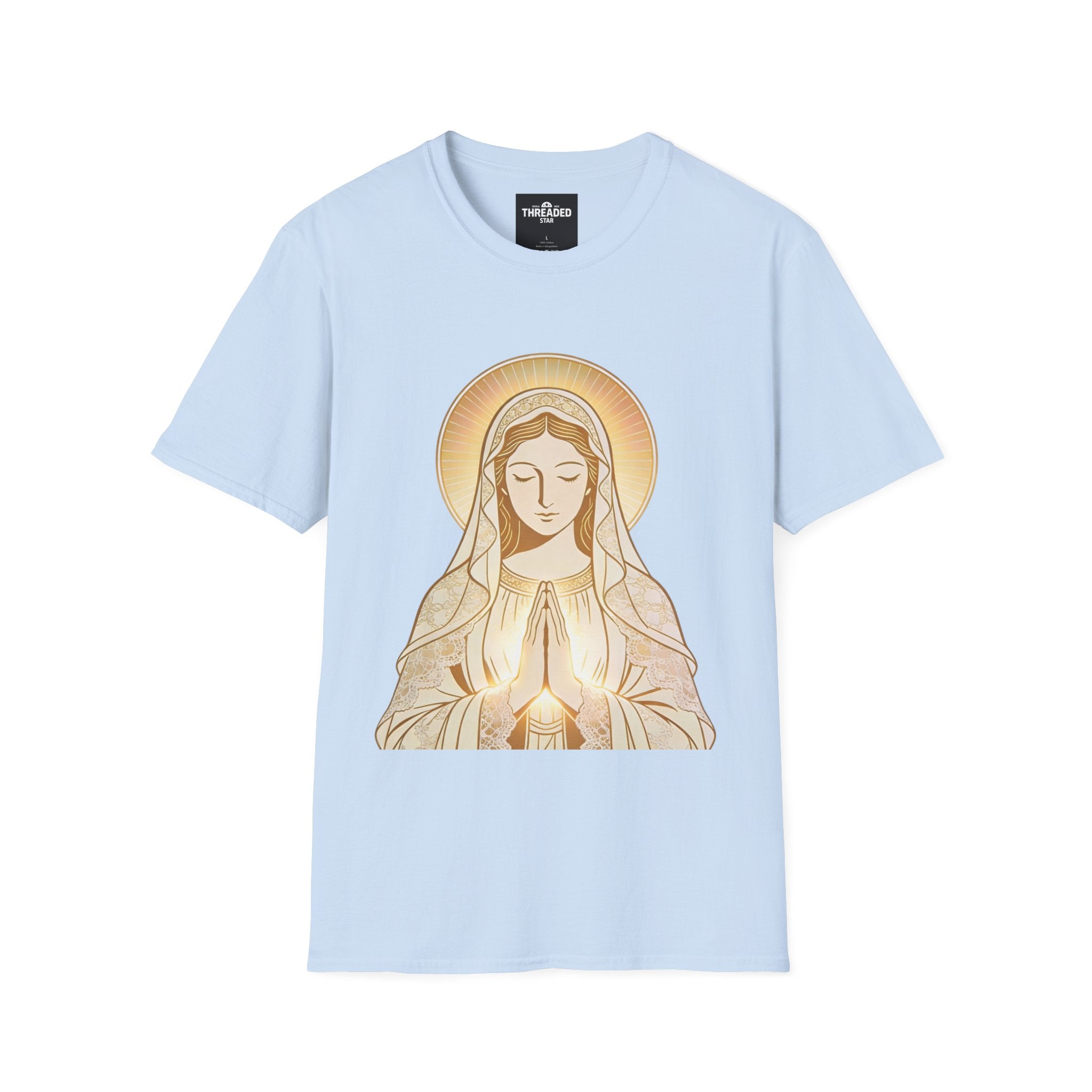Mary with Candle T-Shirt – Sacred Virgin Mary Prayer Tee