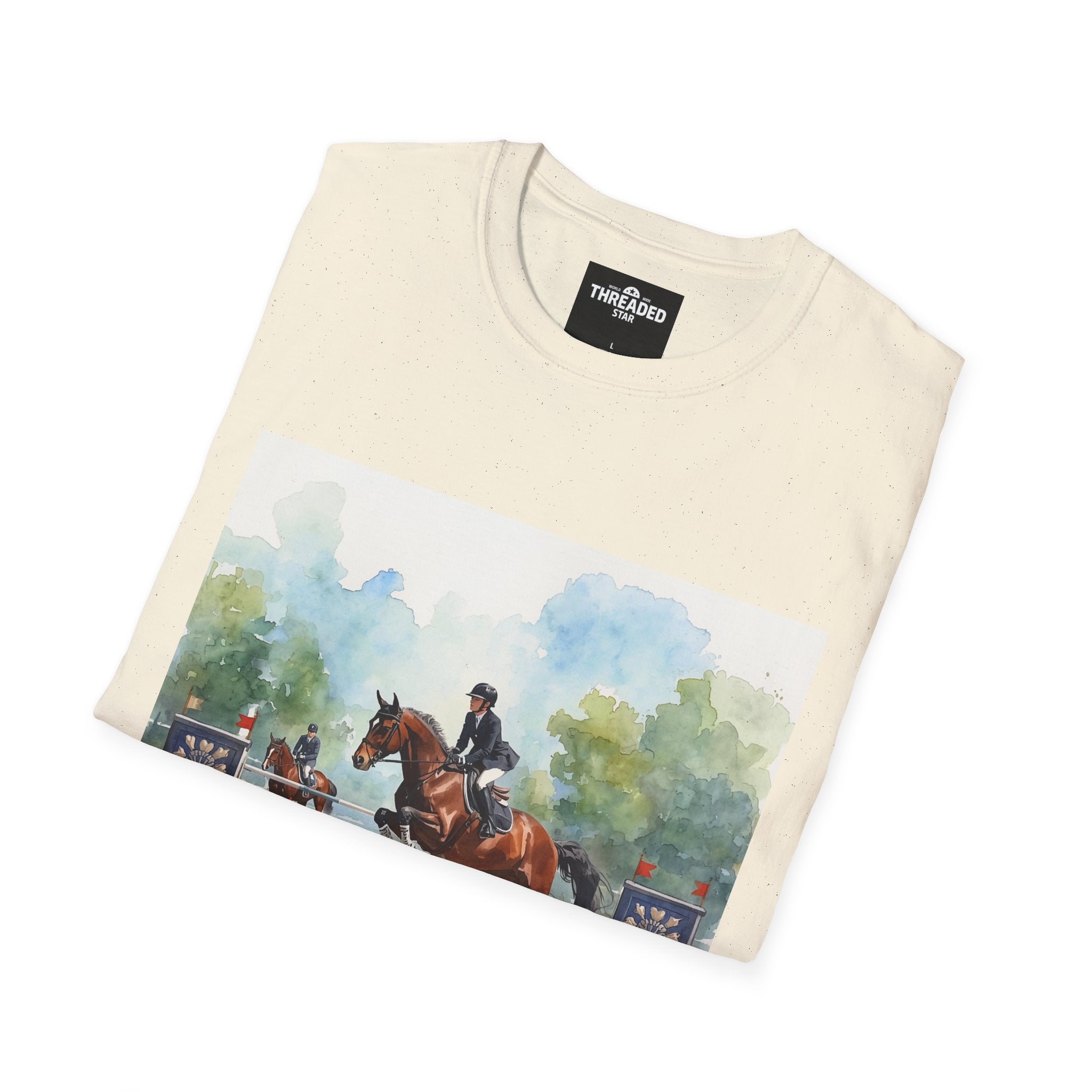 Equestrian Show Jumping Watercolor T-Shirt — Horse Rider Art Tee
