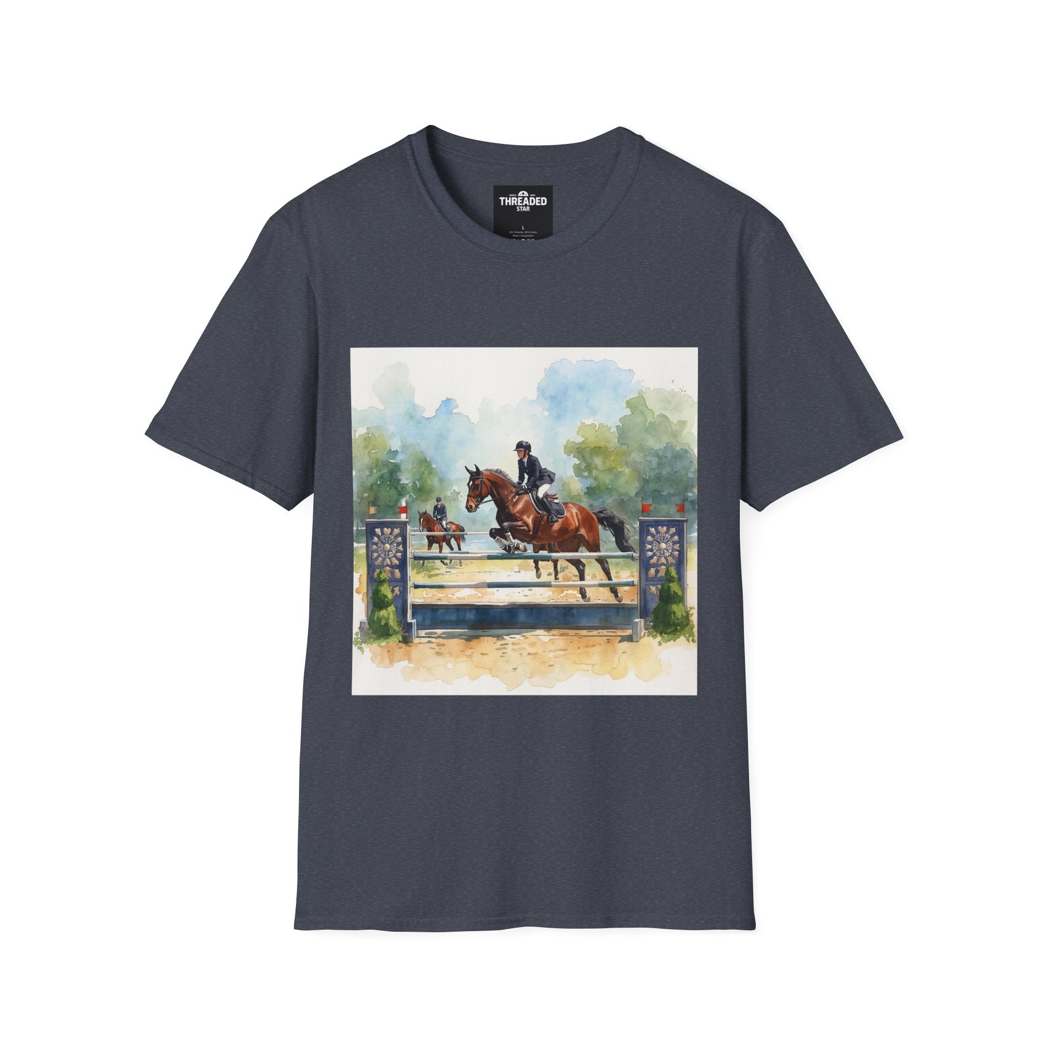 Equestrian Show Jumping Watercolor T-Shirt — Horse Rider Art Tee
