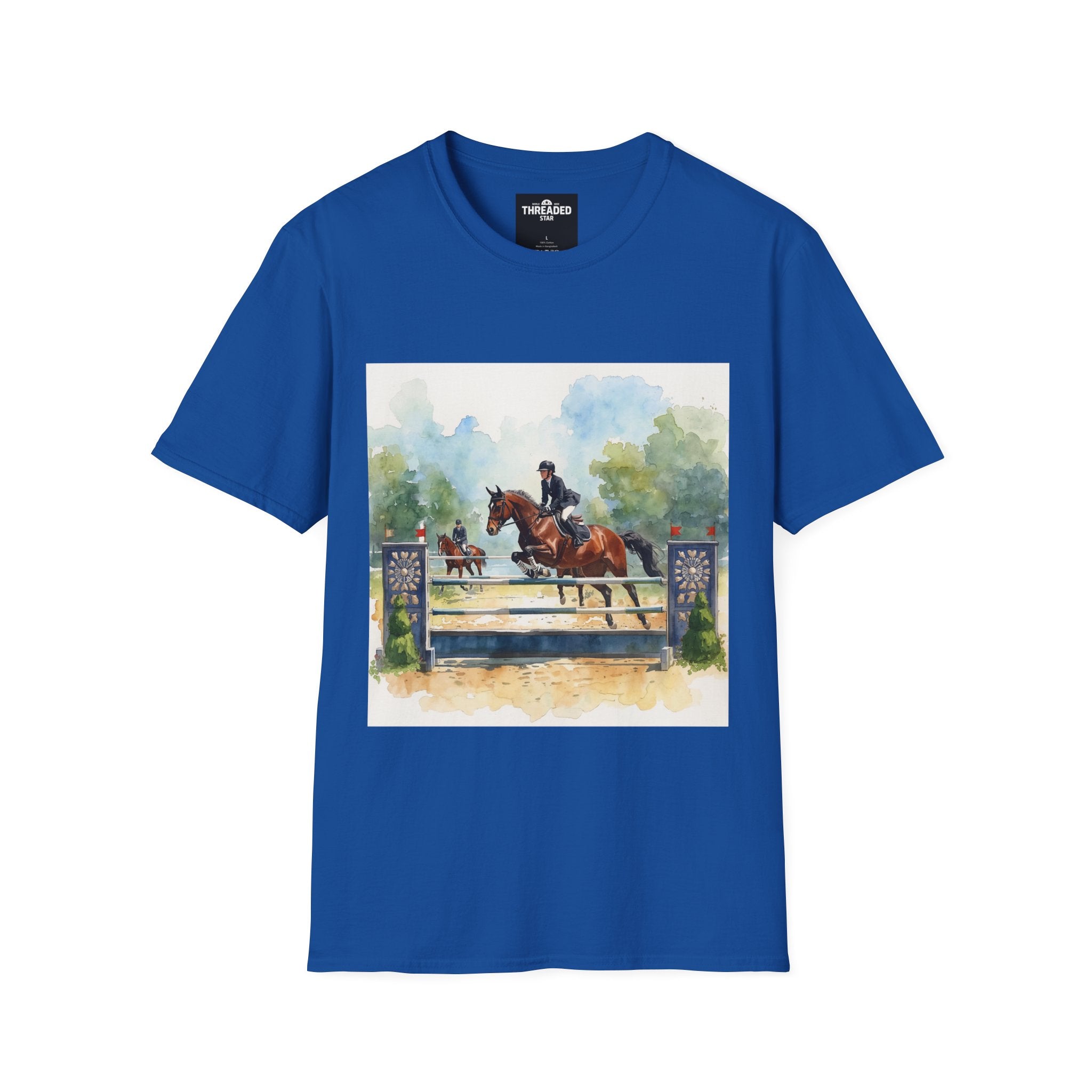 Equestrian Show Jumping Watercolor T-Shirt — Horse Rider Art Tee