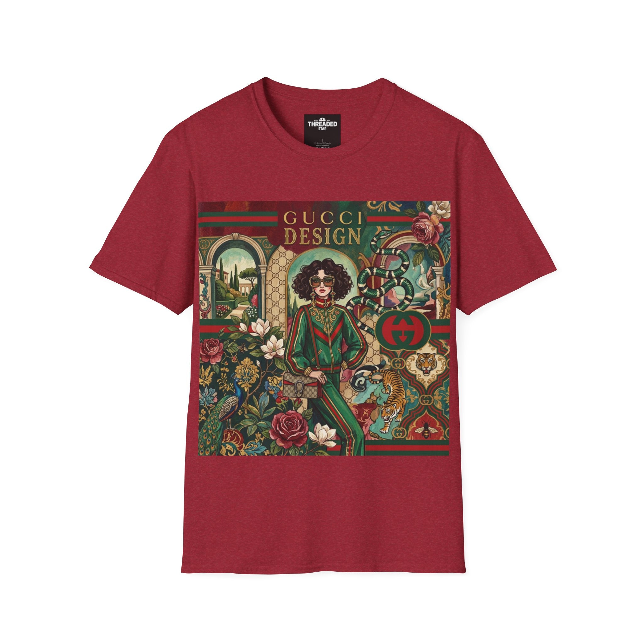 Designer Vintage-Inspired T-Shirt — 'Gucci Design' Floral Graphic