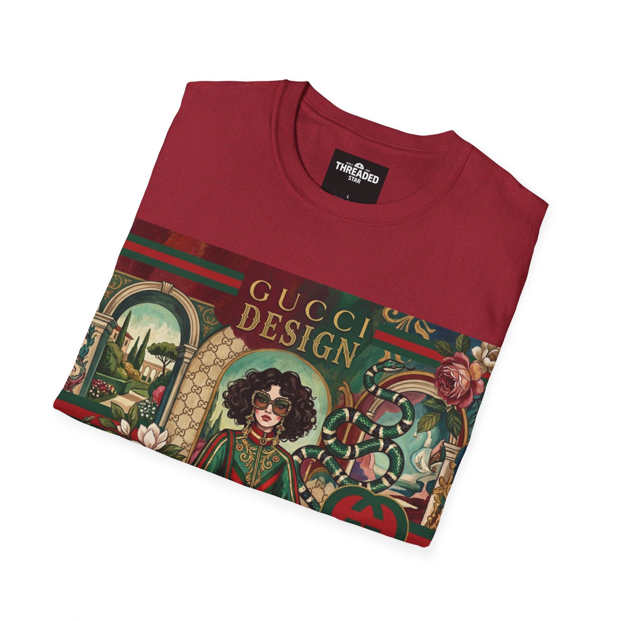 Designer Vintage-Inspired T-Shirt — 'Gucci Design' Floral Graphic