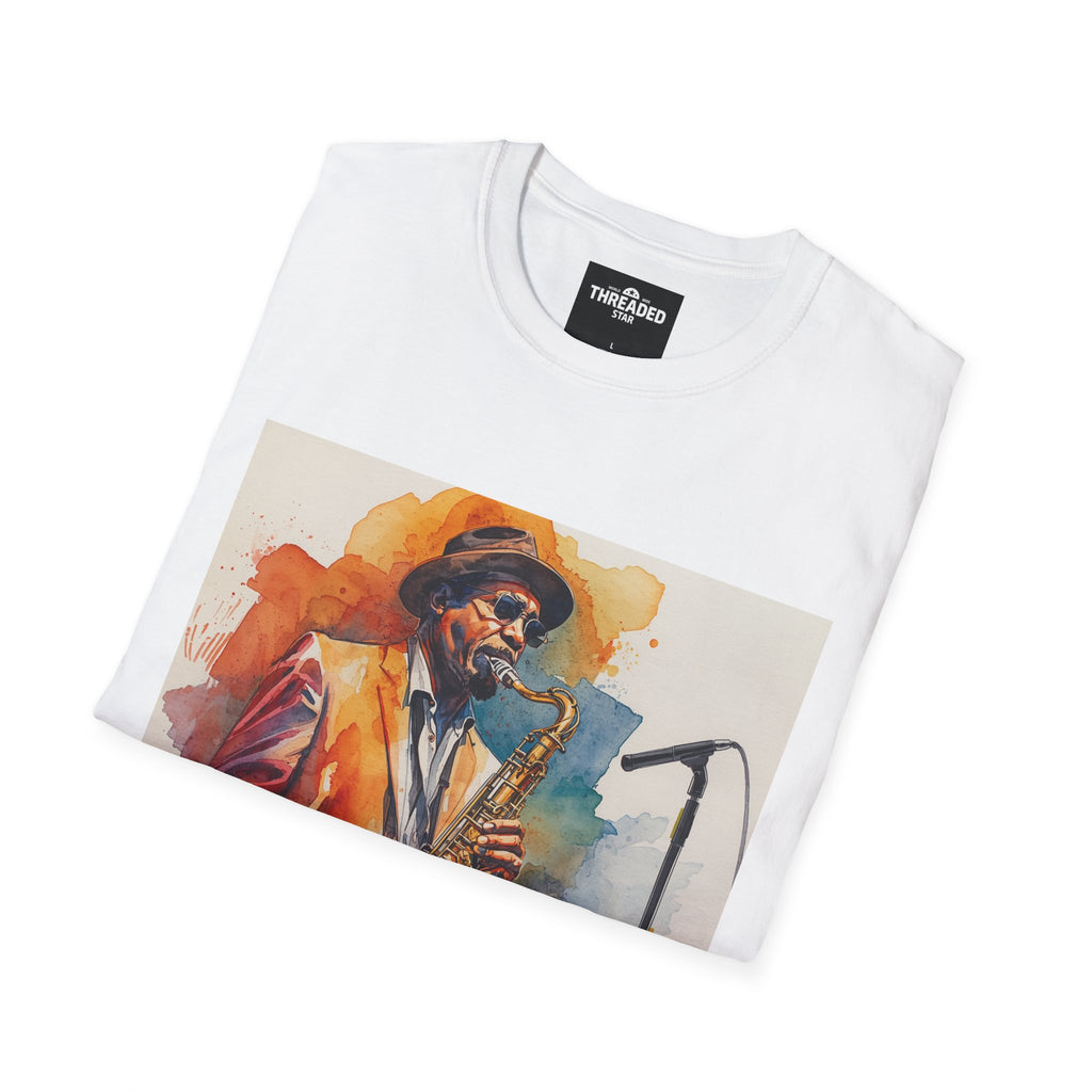 Saxophone Jazz Musician Art T-Shirt — Watercolor Sax Player Graphic Tee