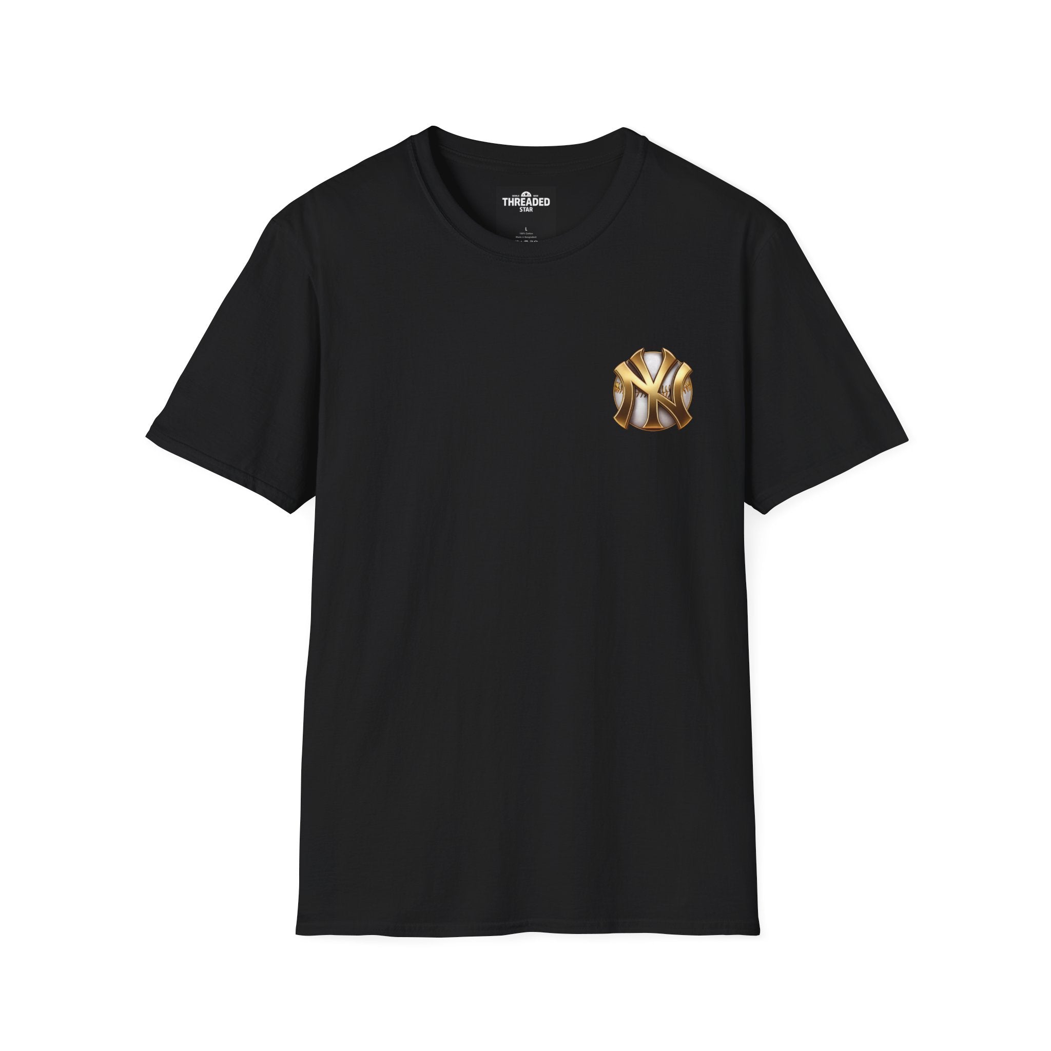 Gold Metallic NY Baseball Emblem T-Shirt — Unisex Sports Fan Tee