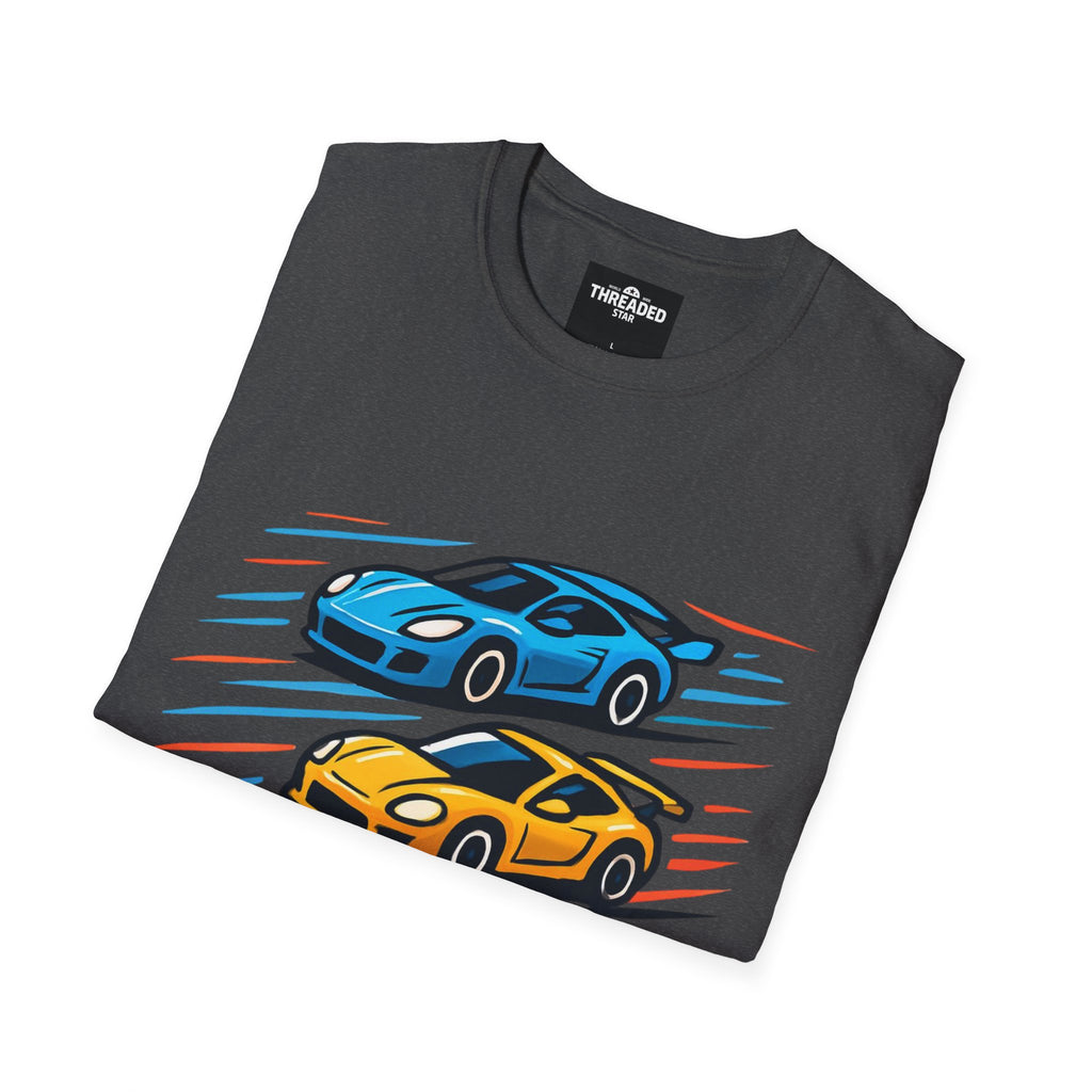 Racing Cars Graphic T-Shirt — Red Yellow Blue Sports Car Design