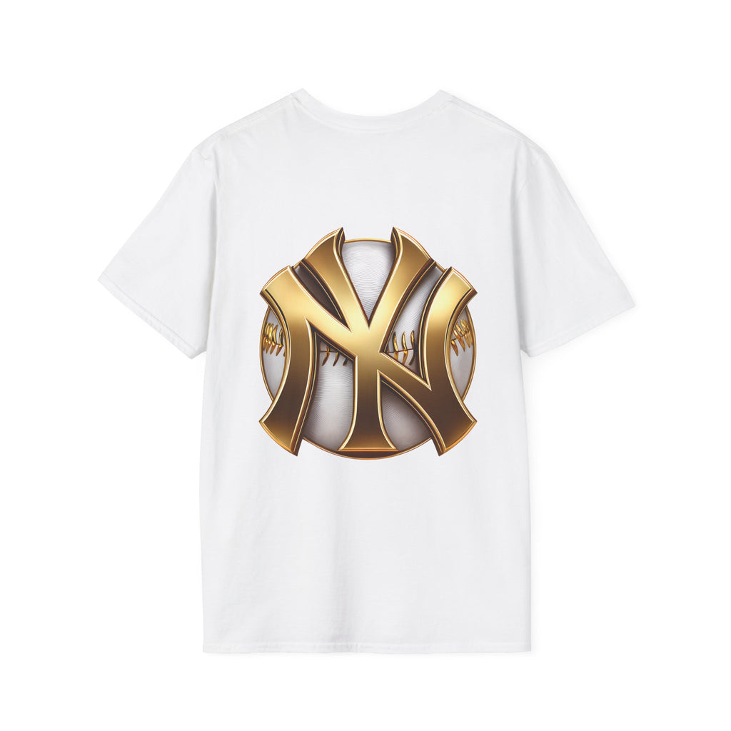 Gold Metallic NY Baseball Emblem T-Shirt — Unisex Sports Fan Tee