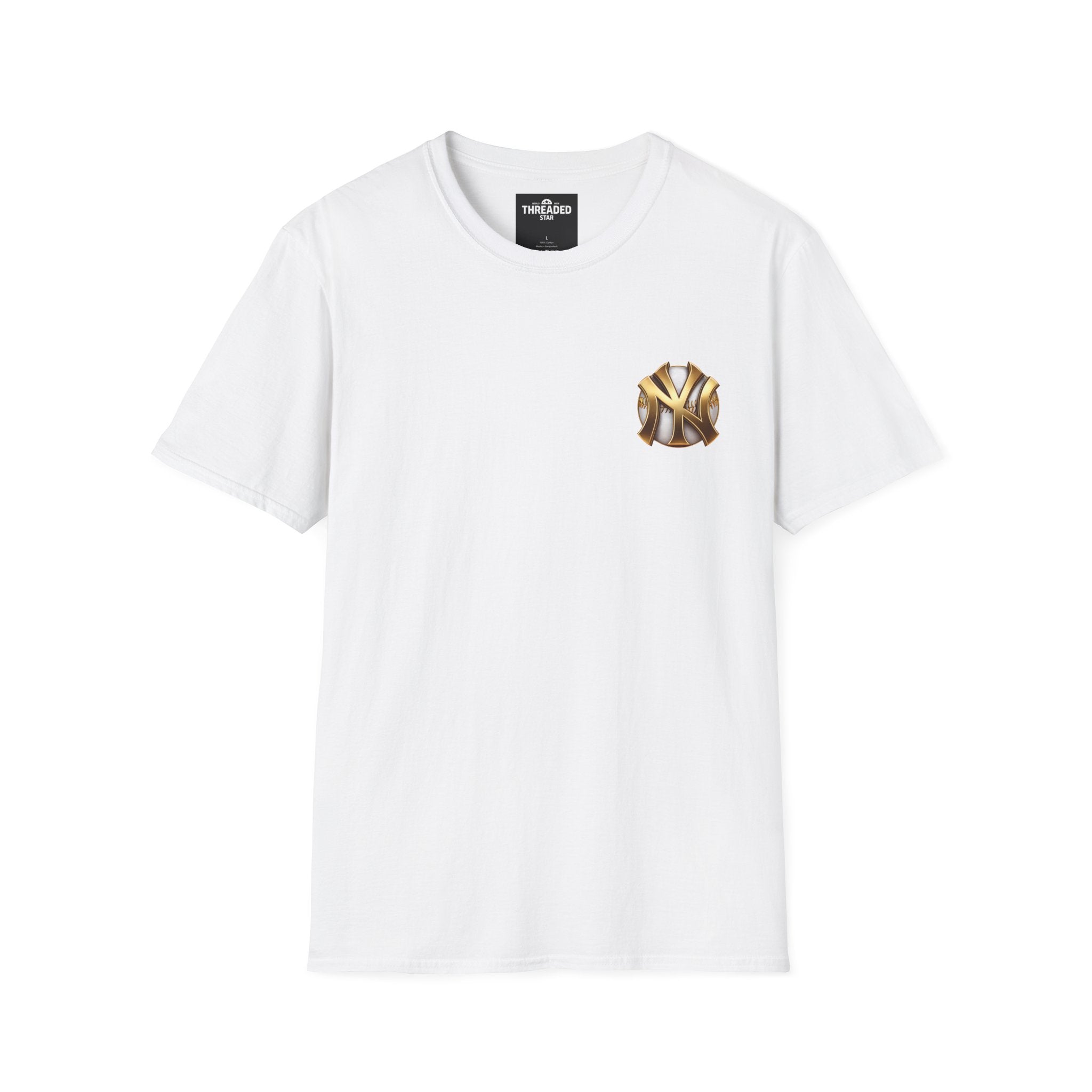 Gold Metallic NY Baseball Emblem T-Shirt — Unisex Sports Fan Tee