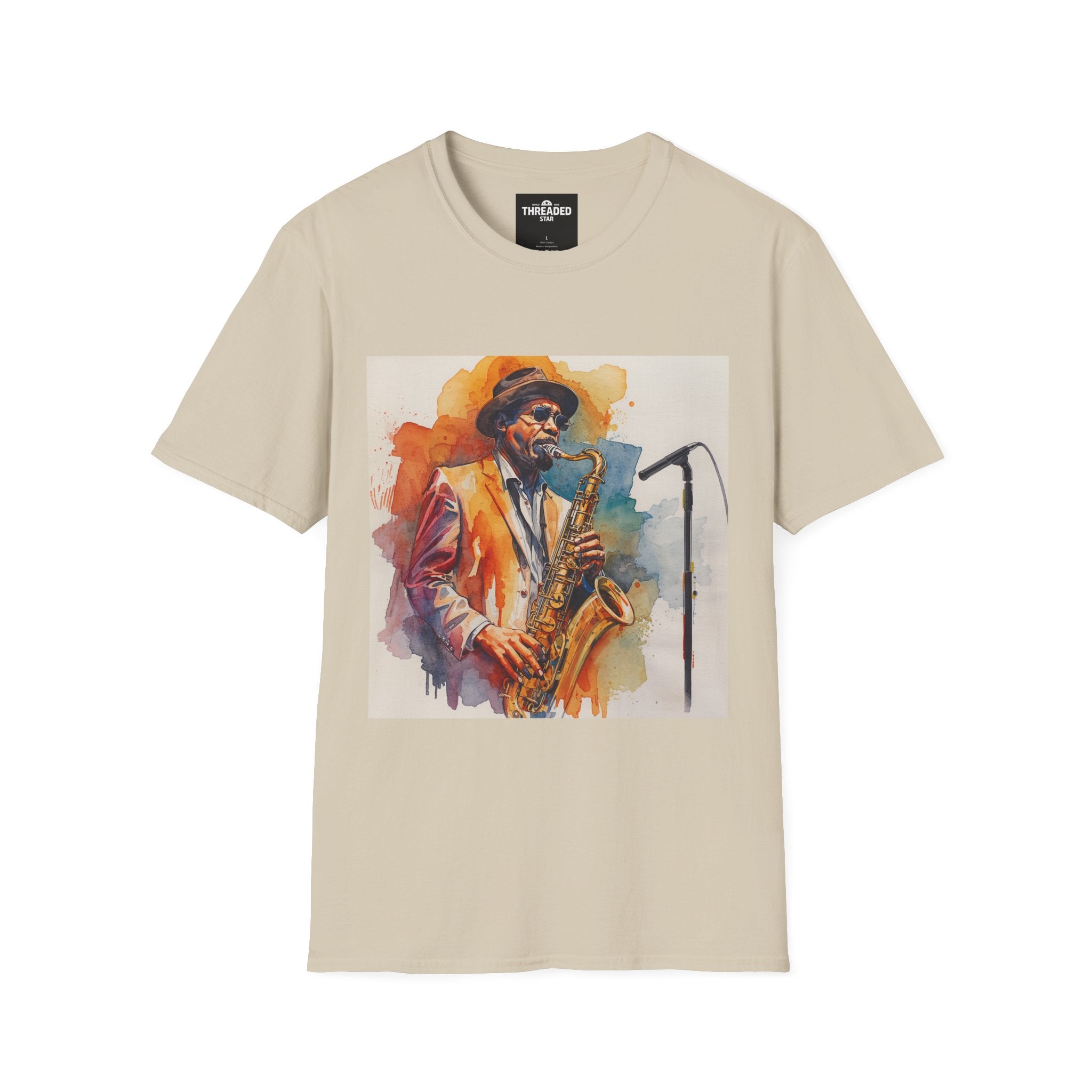 Saxophone Jazz Musician Art T-Shirt — Watercolor Sax Player Graphic Tee