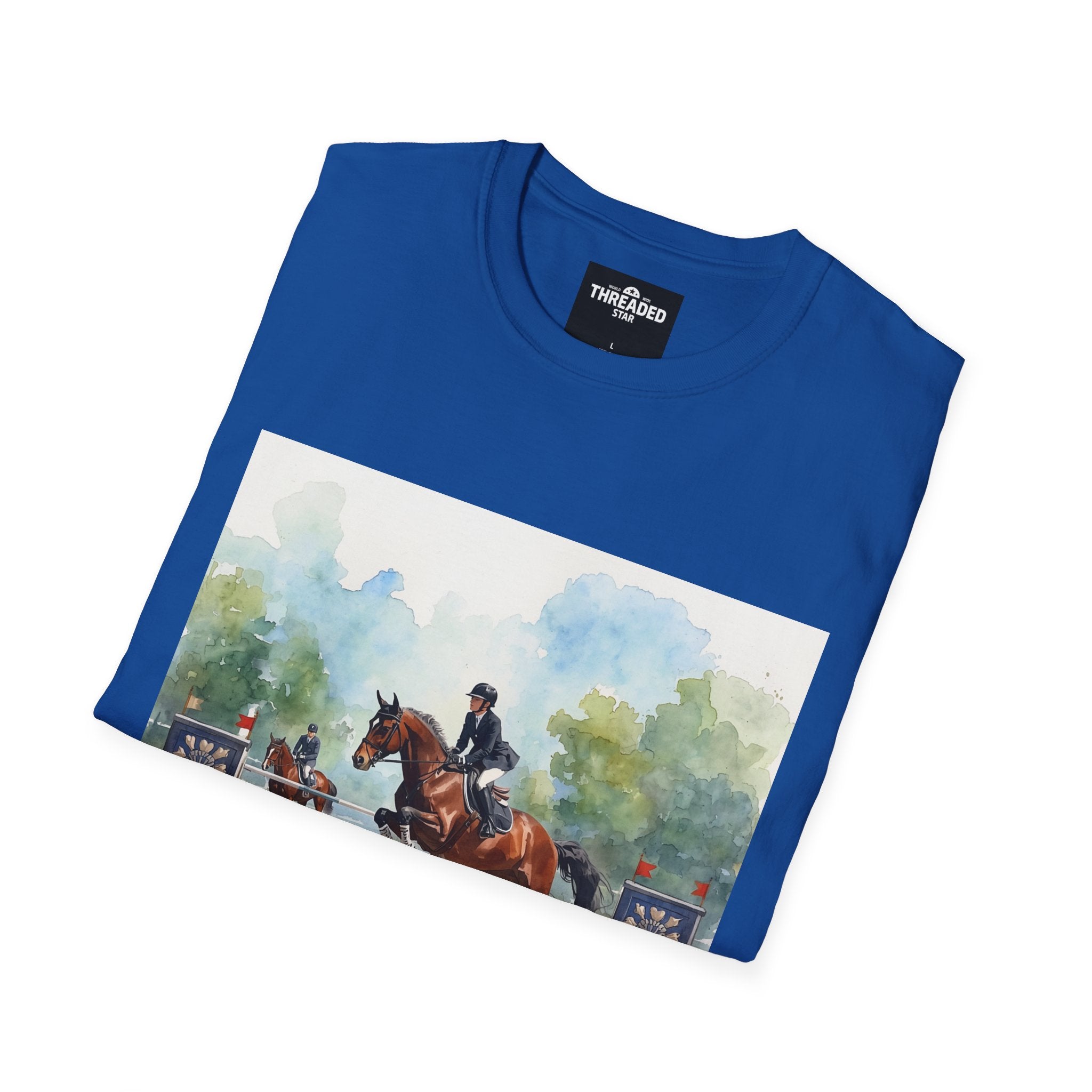 Equestrian Show Jumping Watercolor T-Shirt — Horse Rider Art Tee