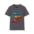 Racing Cars Graphic T-Shirt — Red Yellow Blue Sports Car Design