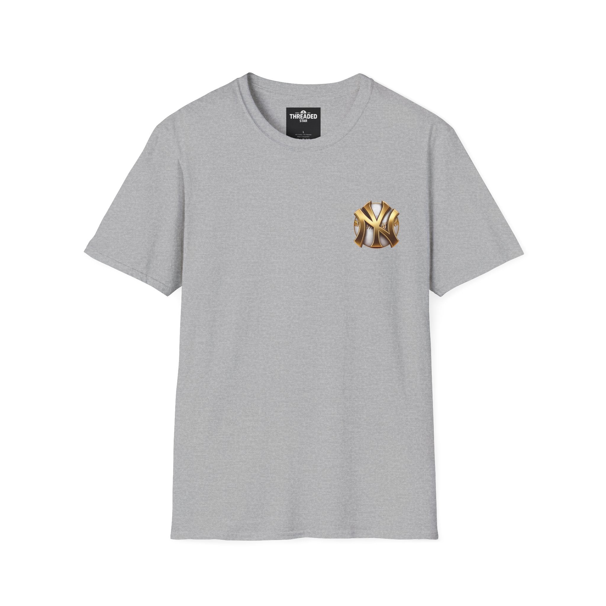 Gold Metallic NY Baseball Emblem T-Shirt — Unisex Sports Fan Tee