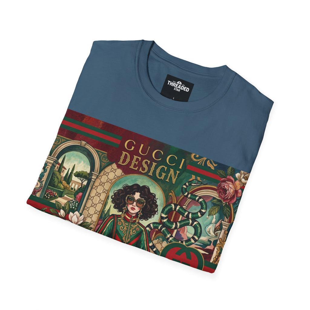 Designer Vintage-Inspired T-Shirt — 'Gucci Design' Floral Graphic