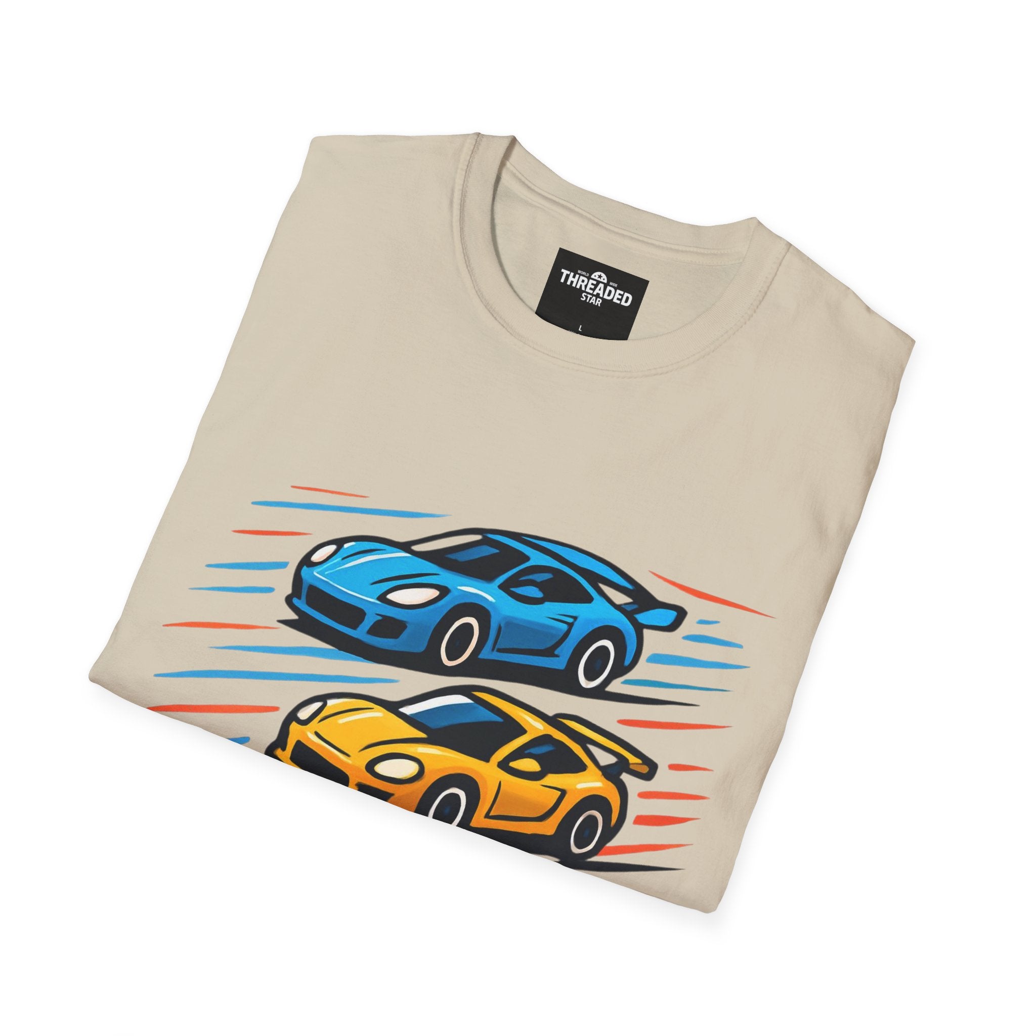 Racing Cars Graphic T-Shirt — Red Yellow Blue Sports Car Design