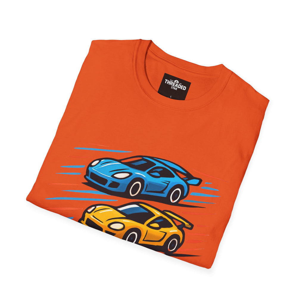 Racing Cars Graphic T-Shirt — Red Yellow Blue Sports Car Design