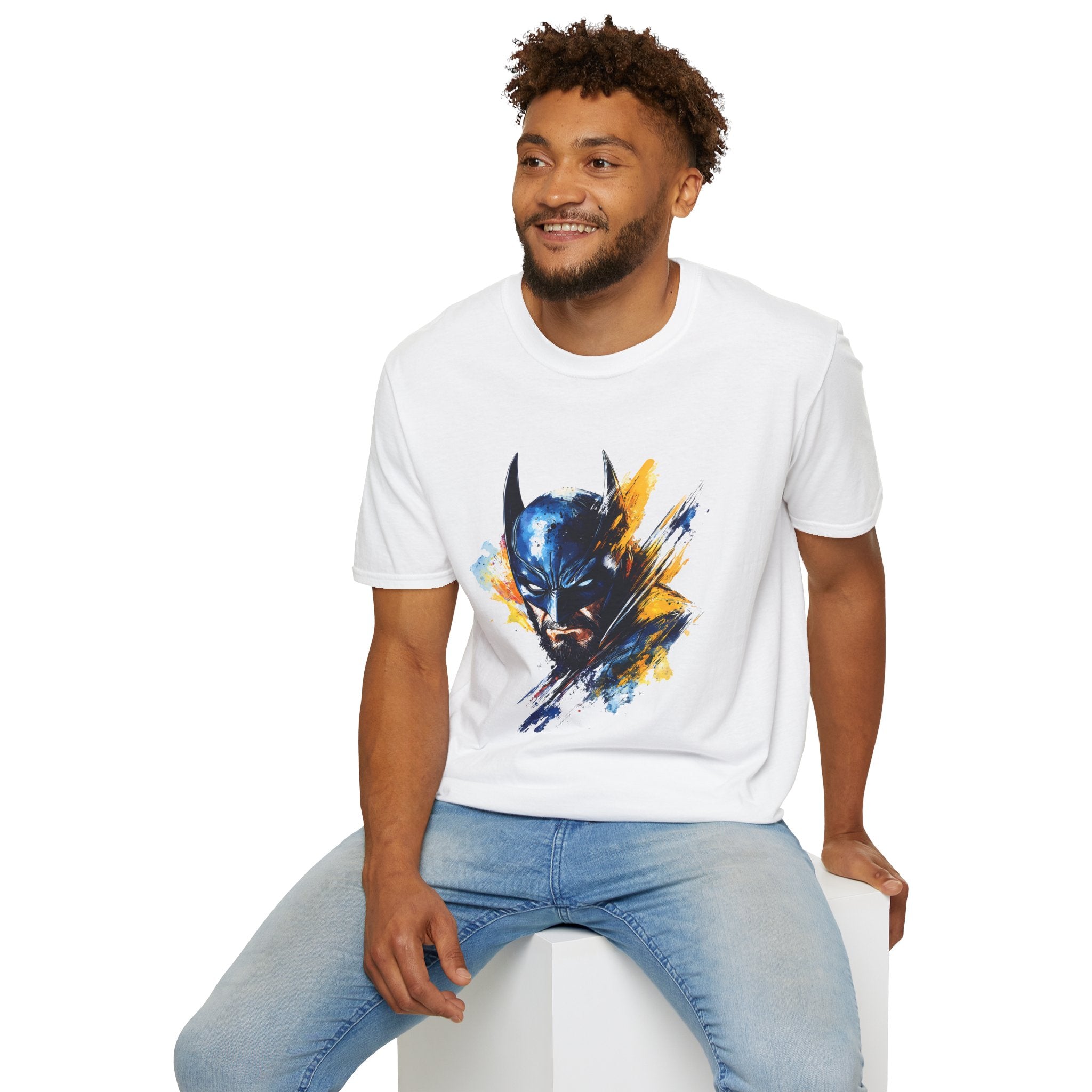 Batman Watercolor Portrait T-Shirt — Abstract Superhero Graphic Tee
